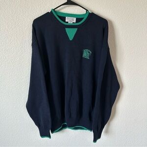 VTG Navy Blue and Green Oldsmobile 100% Cotton Retro Grandpa Crewneck Sweater